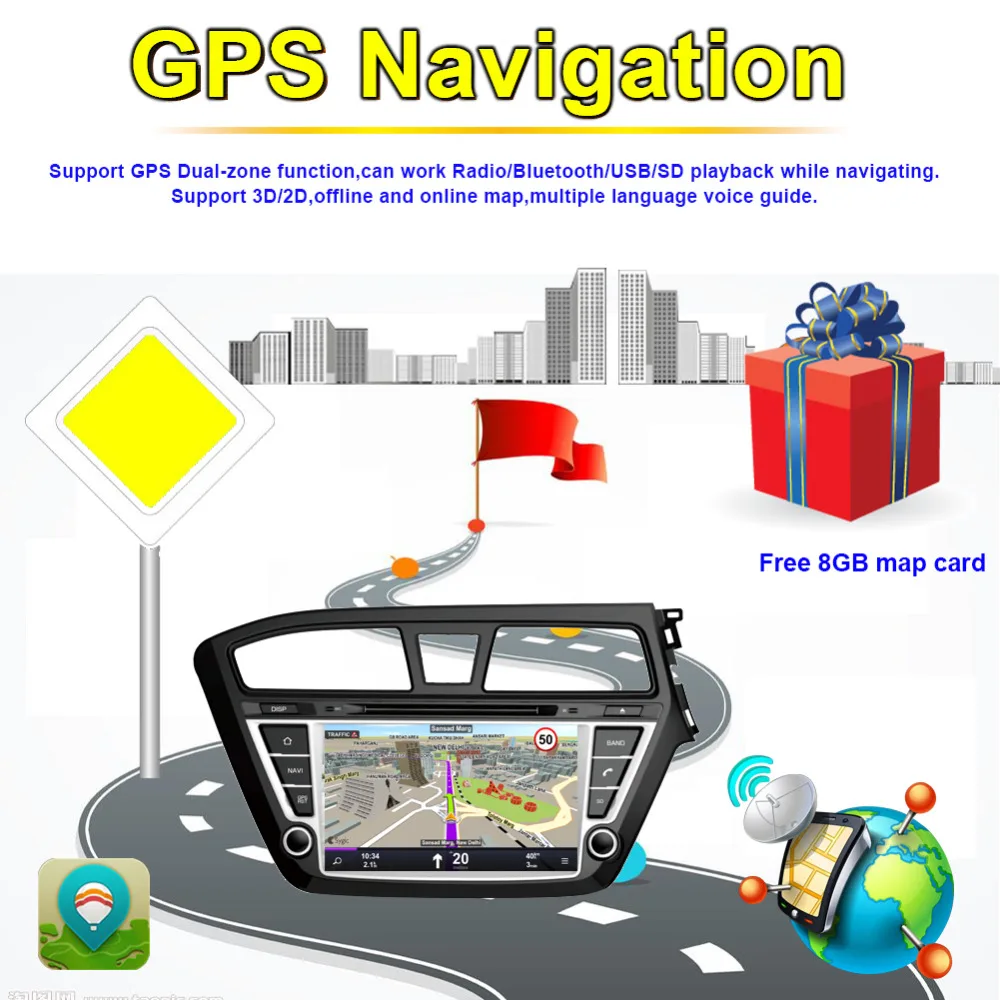 Clearance 7 Inch Android 8.0 Octa Core 4GB RAM Car CD DVD Multimedia Player For Hyundai I20 2014- Right Hand Driving Auto Radio Stereo 5