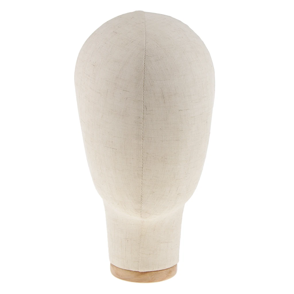 2 Mannequin Cork Canvas Block Head Wigs Cap Making Display Holder 21'' Beige