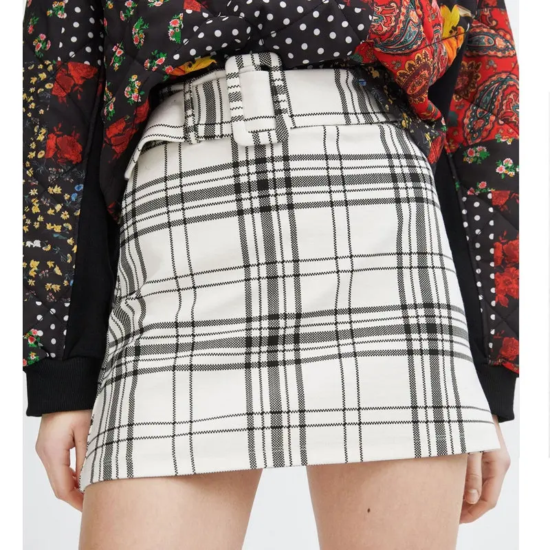 

casual plaid summer spring women mini skirts sashes England style a line high waist short laides skirts 2019 new femme vestidos
