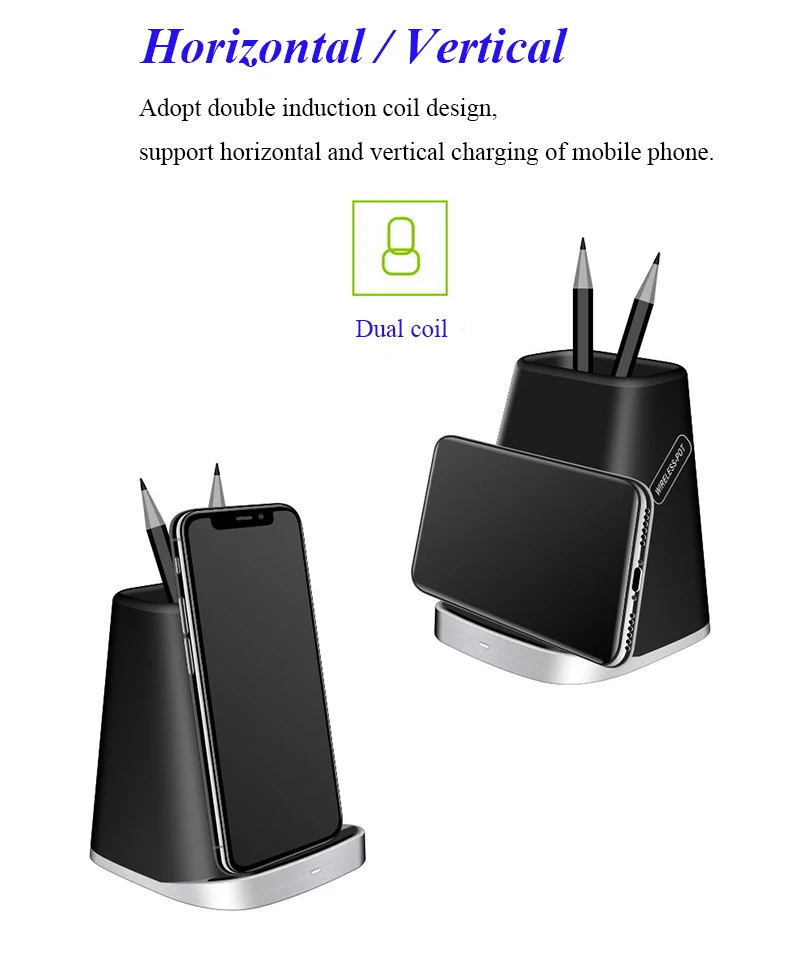 05Brush Pot Fast Charging Holder Qi Wireless Charger Stand