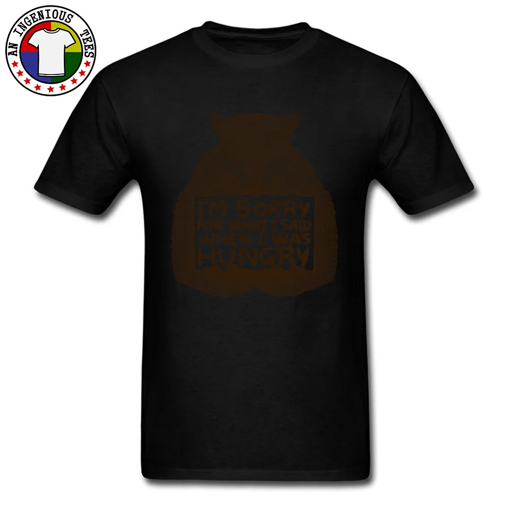Party Print T-shirts for Men 100% Cotton Fabric Summer/Autumn Tops & Tees Crazy Tees Short Sleeve Designer O-Neck Im Sorry For What I Said When I Was Hungry black