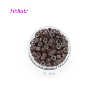 

Freeshipping - 50000pcs 5.0mm With Silicone Micro Aluminium Rings / Links Beads / Black D-Brown Brown L-Brown D-Blonde Blonde