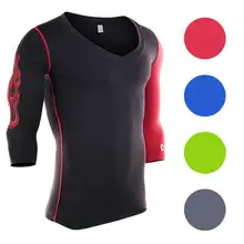 Мужской спортивный топ, футболки для фитнеса, спортивный бег Йога поезд Pro быстросохнущие компрессионные тренировочные муслсе Бодибилдинг футболка M1824