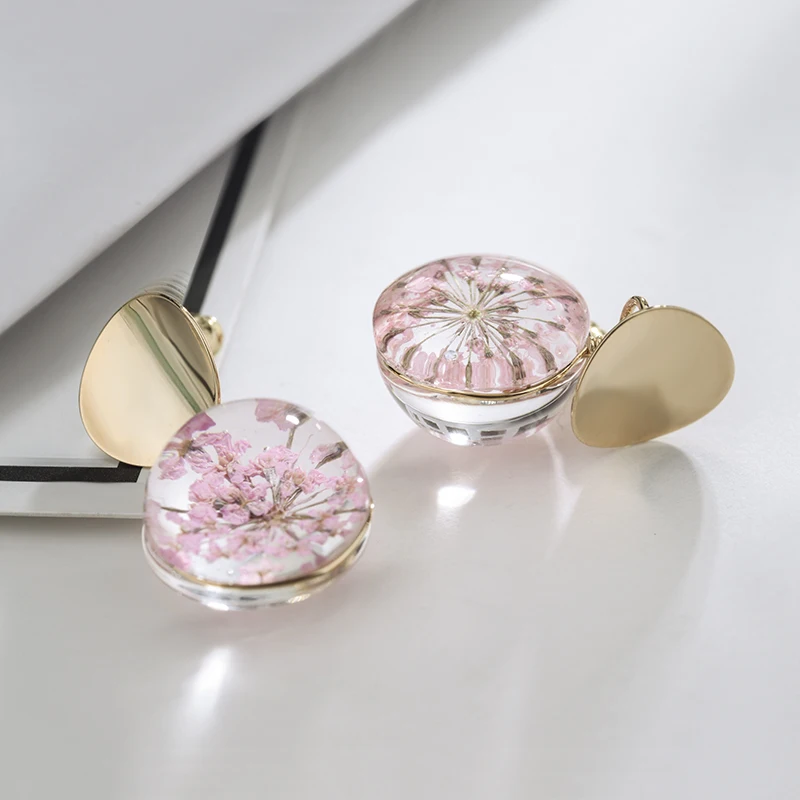 pink flower earrings