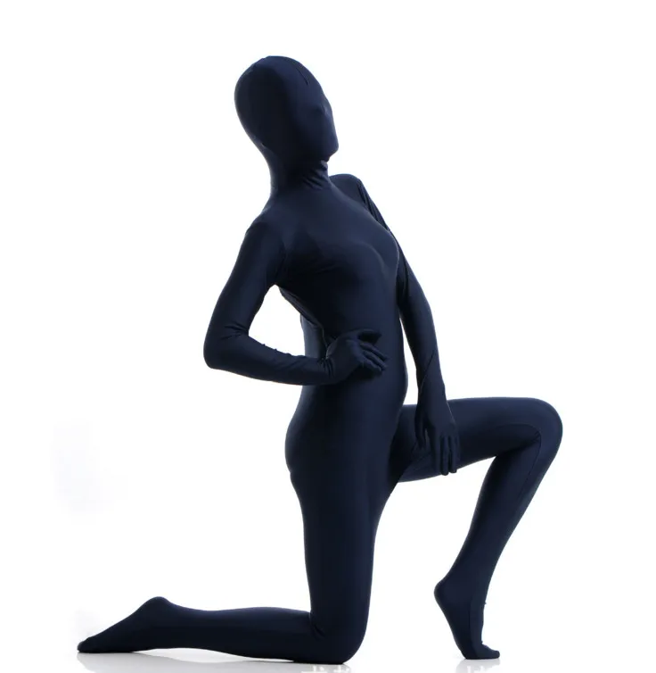 (SCF028) Dark Blue Spandex Nylon Lycra Fetish Zentai Suit Full Body Unisex Second Skin Transparent Tight