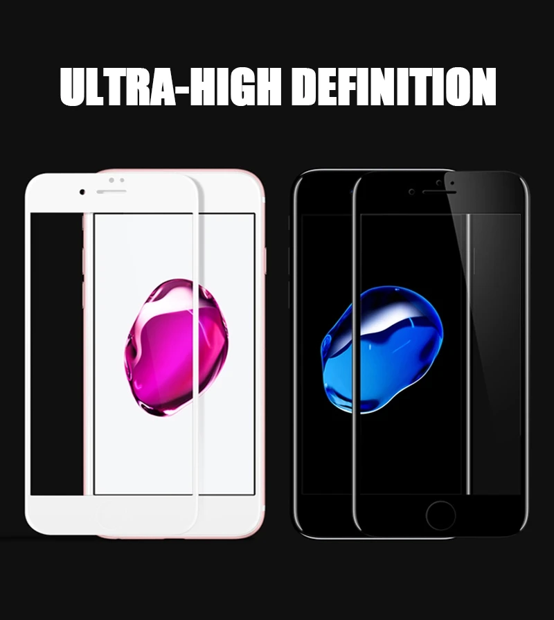 TOMKAS Screen Protector For iPhone 6 6S Plus Glass Tempered 5D Full Cover Film Glass For iPhone 7 8 Plus X Tempered Glass