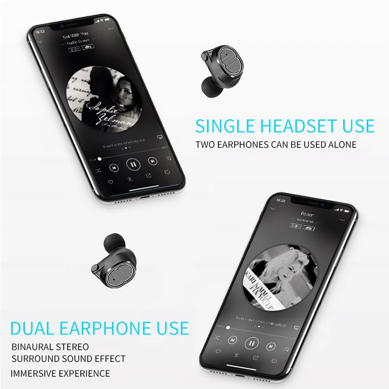 XGODY T8 Mini TWS BLuetooth V5.0 наушники беспроводные стерео в ухо водонепроницаемая