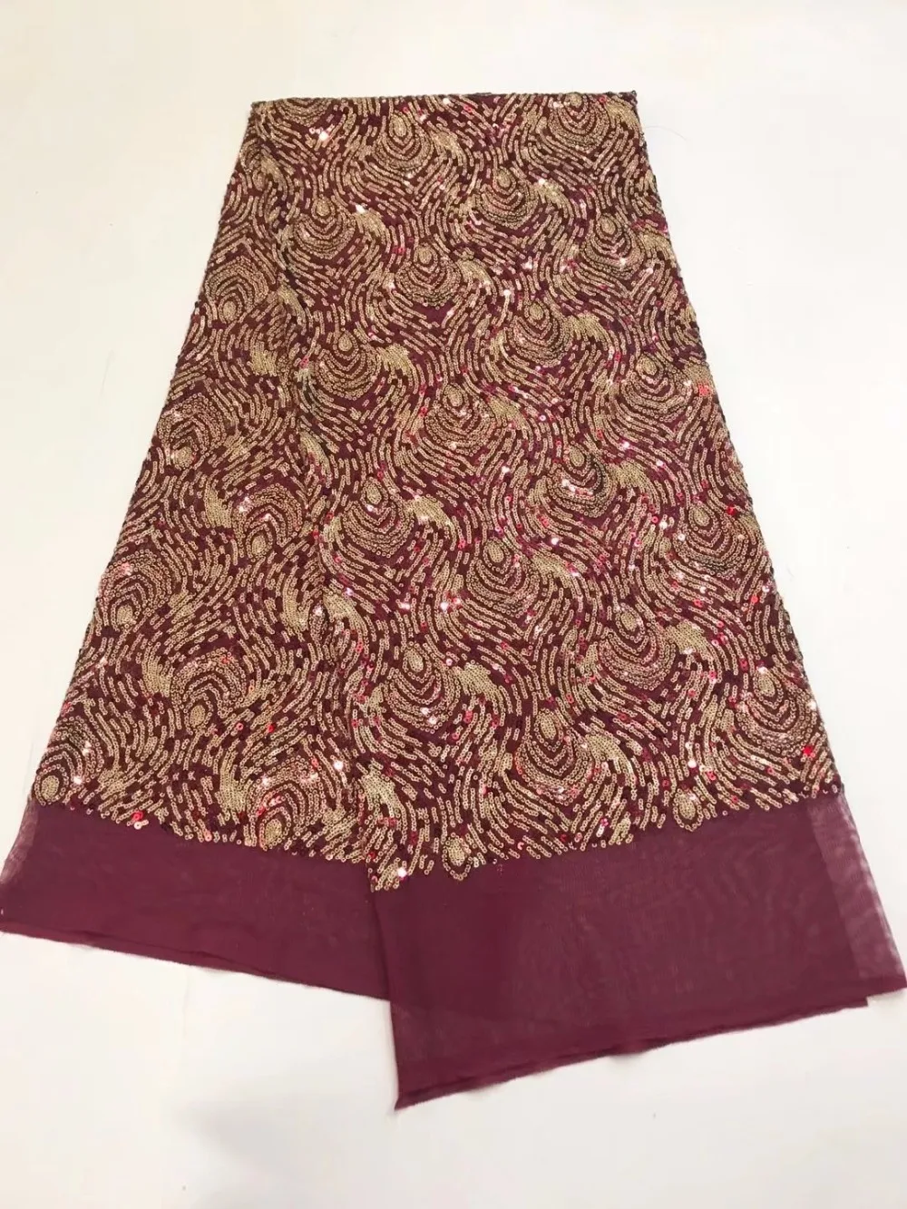 

French lace fabric 5yds/pce by dhl gold sequins burgundy net laces for luxury women event dresses for 2017 high quality fabrics
