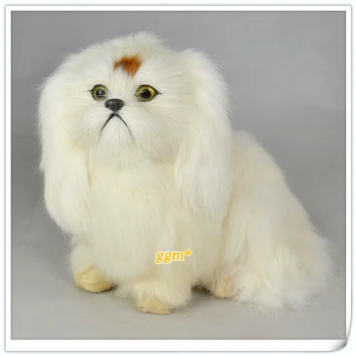 

Модель собаки, примерно 17x15 см, белая Пекинская модель собаки, пластиковая и пуховая игрушка, ручная работа, украшение для дома, рождественский подарок w5705