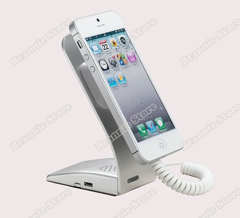 

Hot cell mobile phone store security anti-theft display alarm alert stand holder shelf with charger Alarm aluminium stand