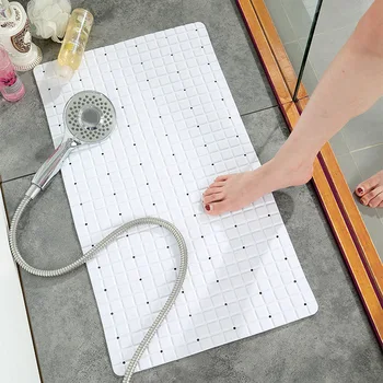 

PVC Bathroom Mat For Toilet Gray White Bath Mats Shower Bathroom Carpet Eco-Friendly Suction Anti Slip Sucker Bath Rug Decor