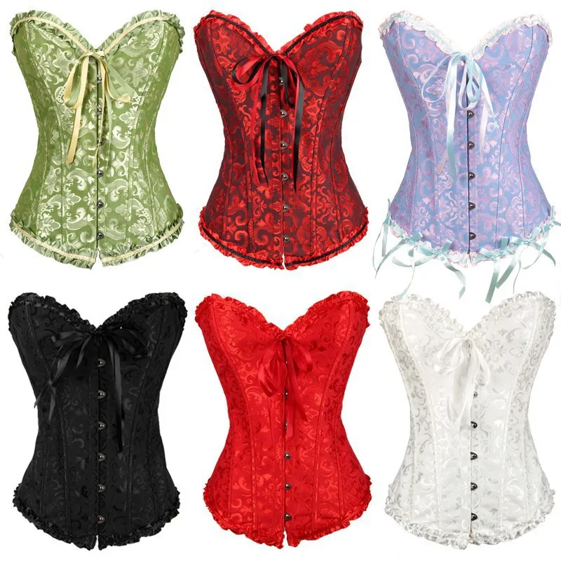 

Wholesale Plus Size Steel Boned Black White Court Corset Bustier Overbust Wedding Sexy Lingerie Hot Women Corset Tops Thong