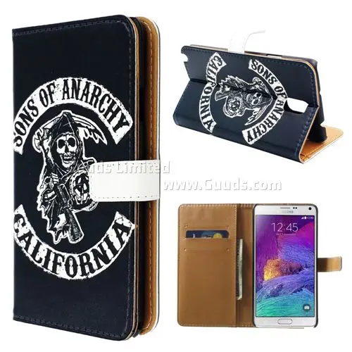 For Samsung Note4 Skull Leather Flip Cover for Galaxy Note 4 N910 FREE SHIPPING | Мобильные телефоны и аксессуары