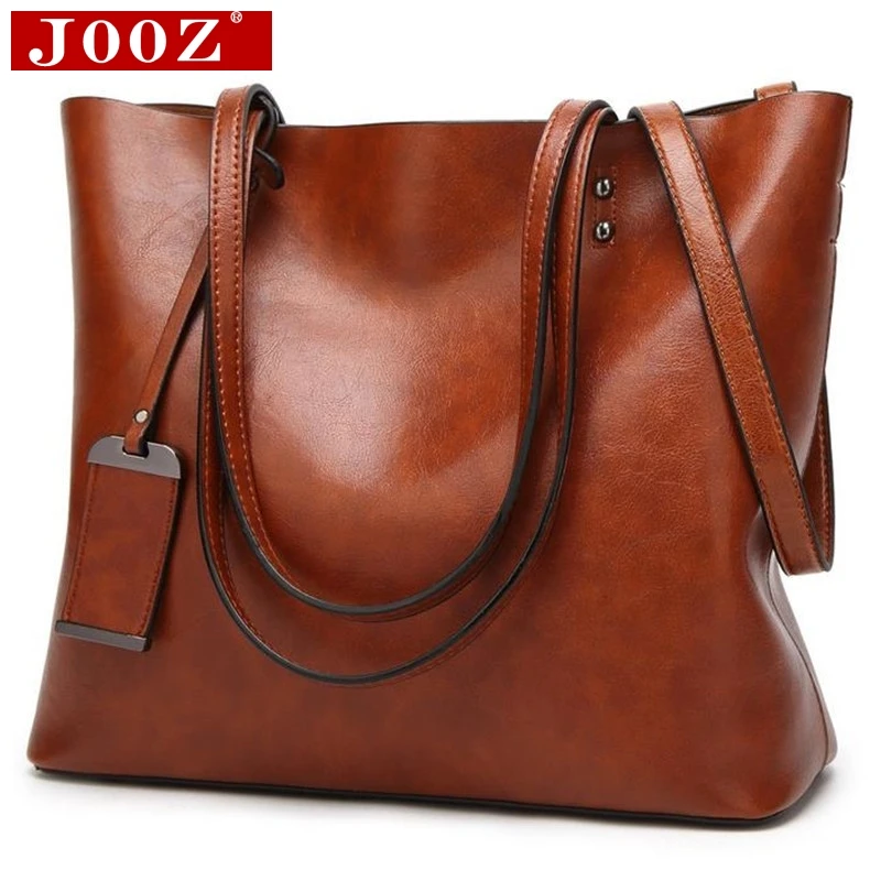 JOOZ Waxing Leather bucket bags Simple Double strap female shoulder bags For Women Messenger Bags L