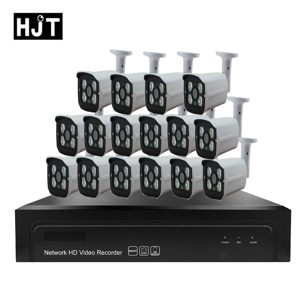 HJT 16CH H.264/H.265 1080P 2.0MP IP камера система POE NVR наблюдения безопасности 48 В Комплект