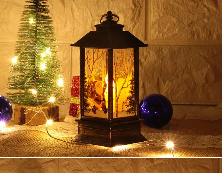 Christmas Elk Snowman Santa Claus Mini LED Night Light Hanging Candle Lantern Table Lamp 19