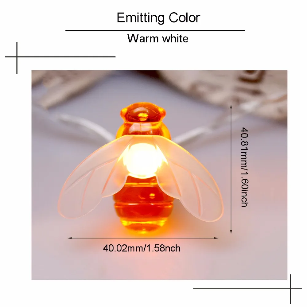 Светодиодный свет Строка Праздничные огни 30 светодиодный гирлянда в виде пчелы Фея Свадебные свет Дивали Новогоднее украшение Батарея коробка usb подарок JQ