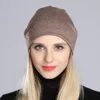 Geebro Women's Beanie Hat with Rhinestones Ladies Spring Plain Color Cotton Knitted Slouchy Beanies Bonnet Female Skull Beanie 3