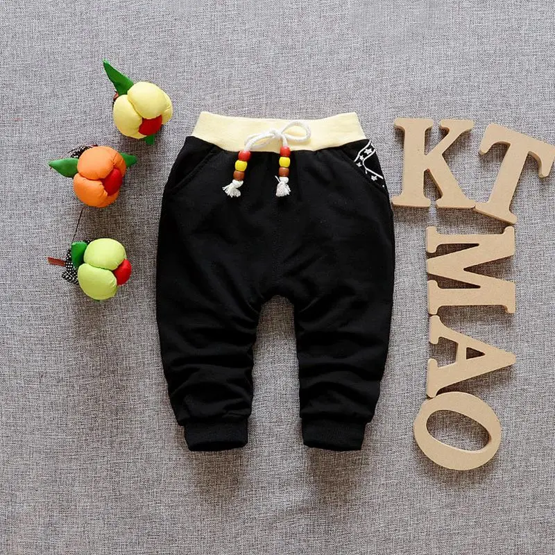 Г., осенне-весенние детские повседневные хлопковые длинные штаны с рисунком для маленьких мальчиков и девочек длинные брюки Y1936 - Цвет: Beaded Black