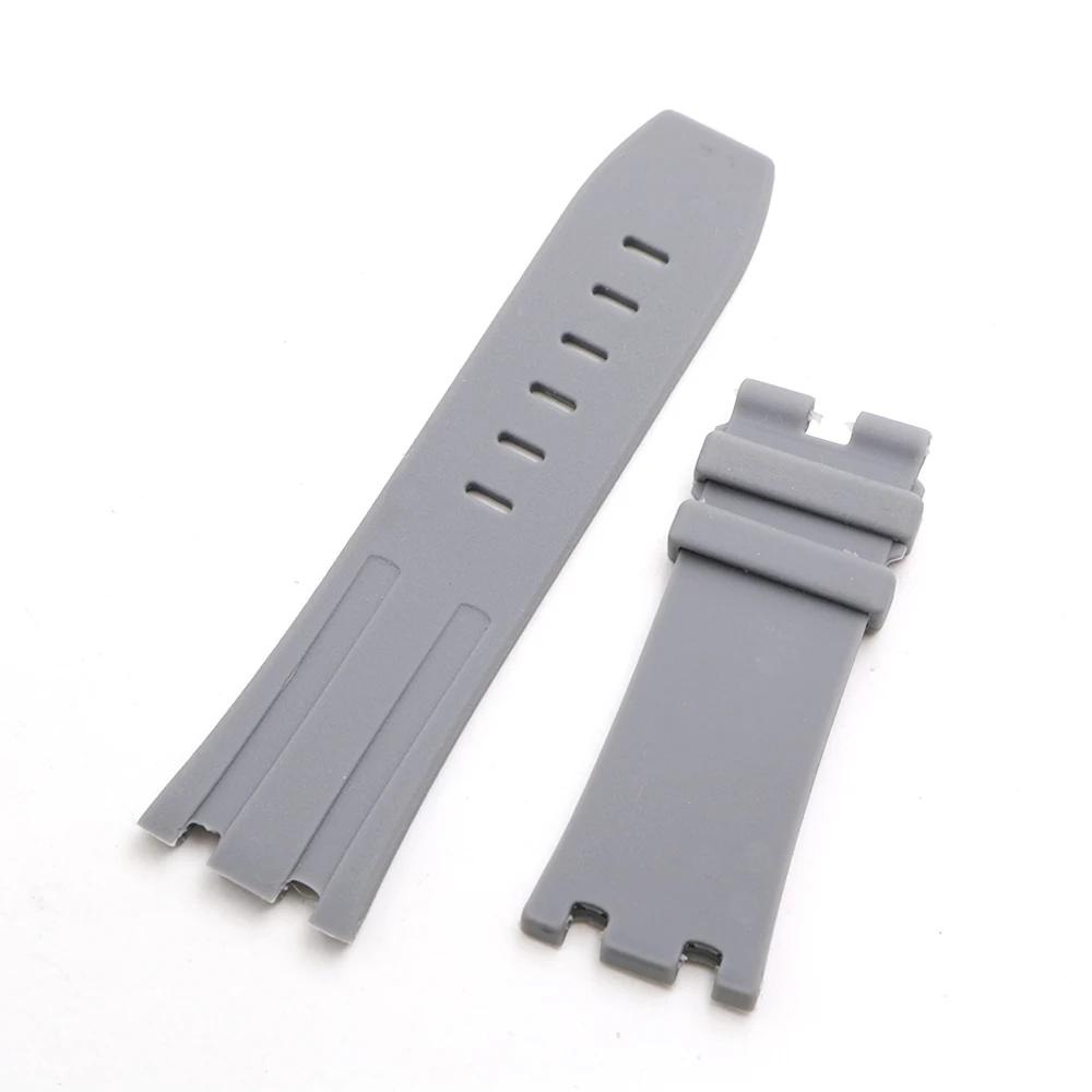 Rolamy 28mm Wholesale Grey Waterproof Silicone Rubber Replacement Wrist Watch Band Strap Belt