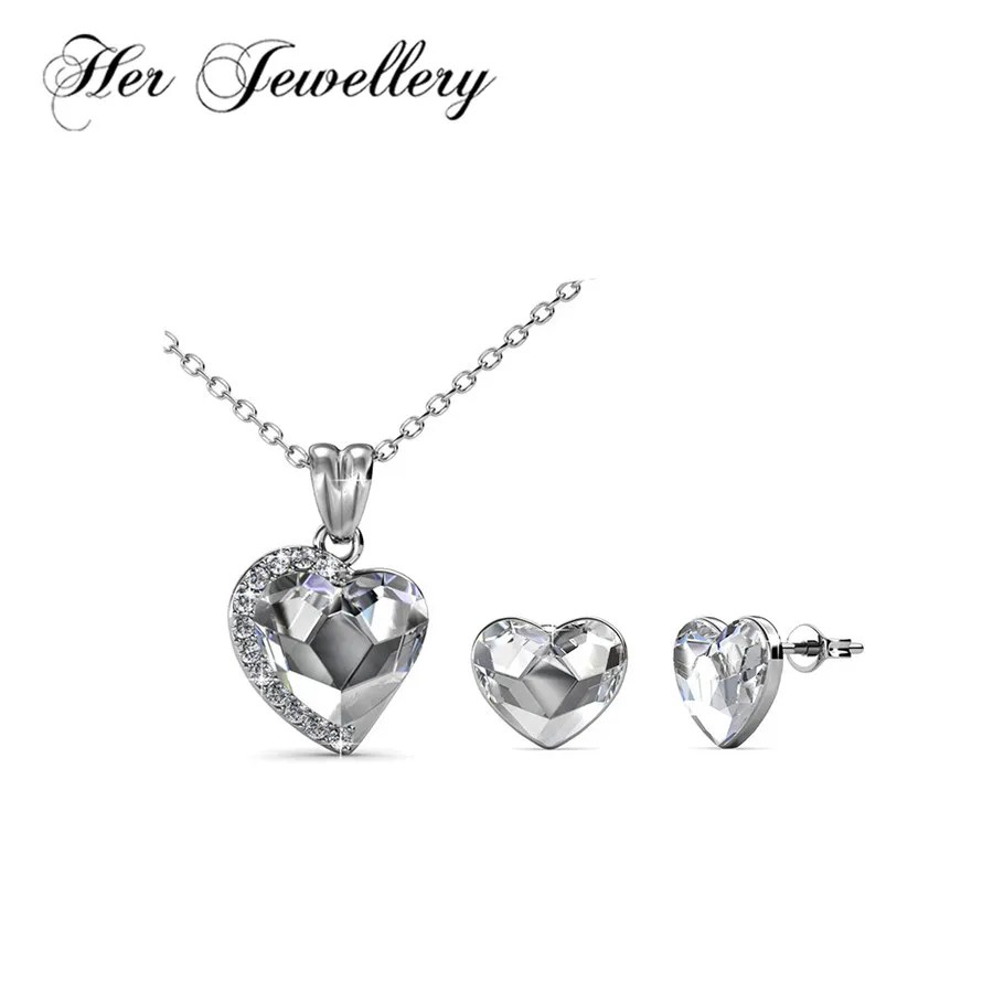 

Her Jewellery 12 color jewelry set design new heart crystal Romatic jewellery set Made with crystals from Swarovski HS148