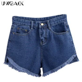 

Uwback Women Denim Shorts Vintage High Waist Short Fringed Edgings Jeans Shorts Street Wear Sexy Shorts For Summer Spring EB527