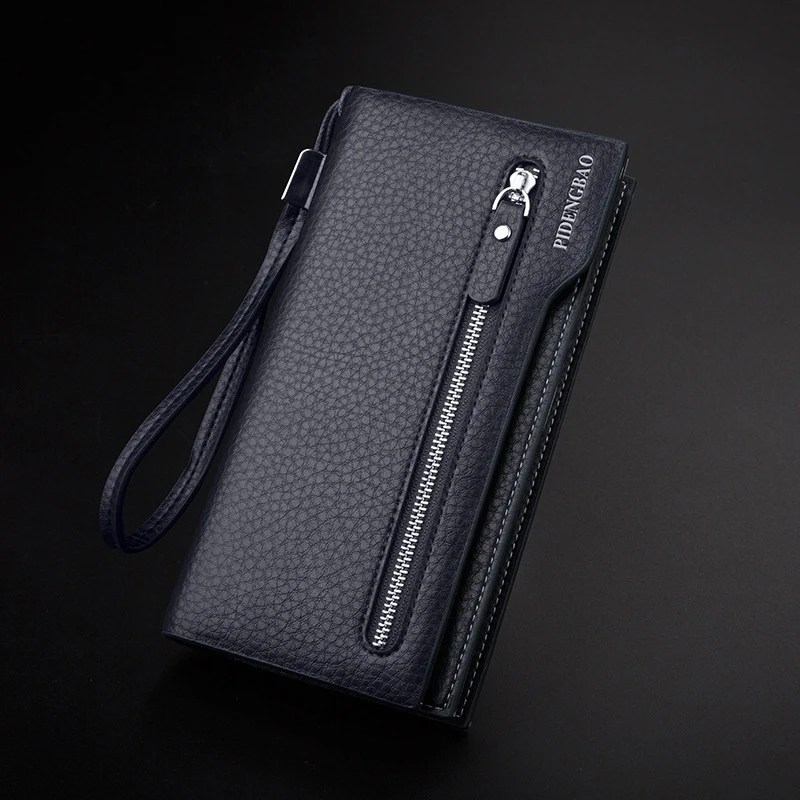 

Men's Business Multi-Function Mobile Phone Bag Lychee Zipper Clutch Bag