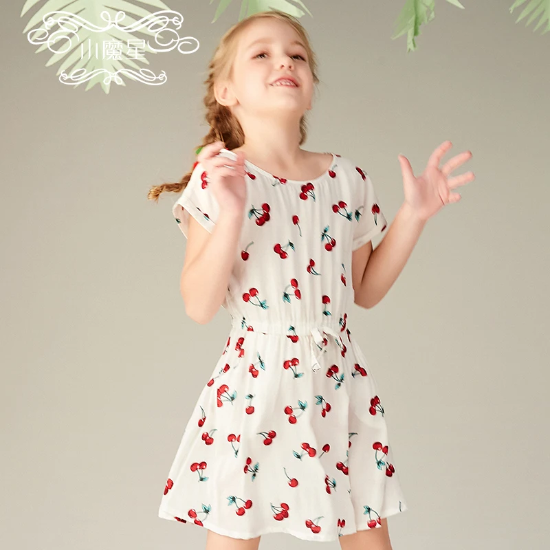 

Girl White dress sleeve child shredded flower sweet print dress