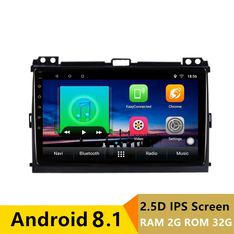 

9" 2+32G 2.5D IPS Android 8.1 Car DVD Multimedia Player GPS For Toyota Prado 120 Land Cruiser 2004-2009 radio stereo navigation