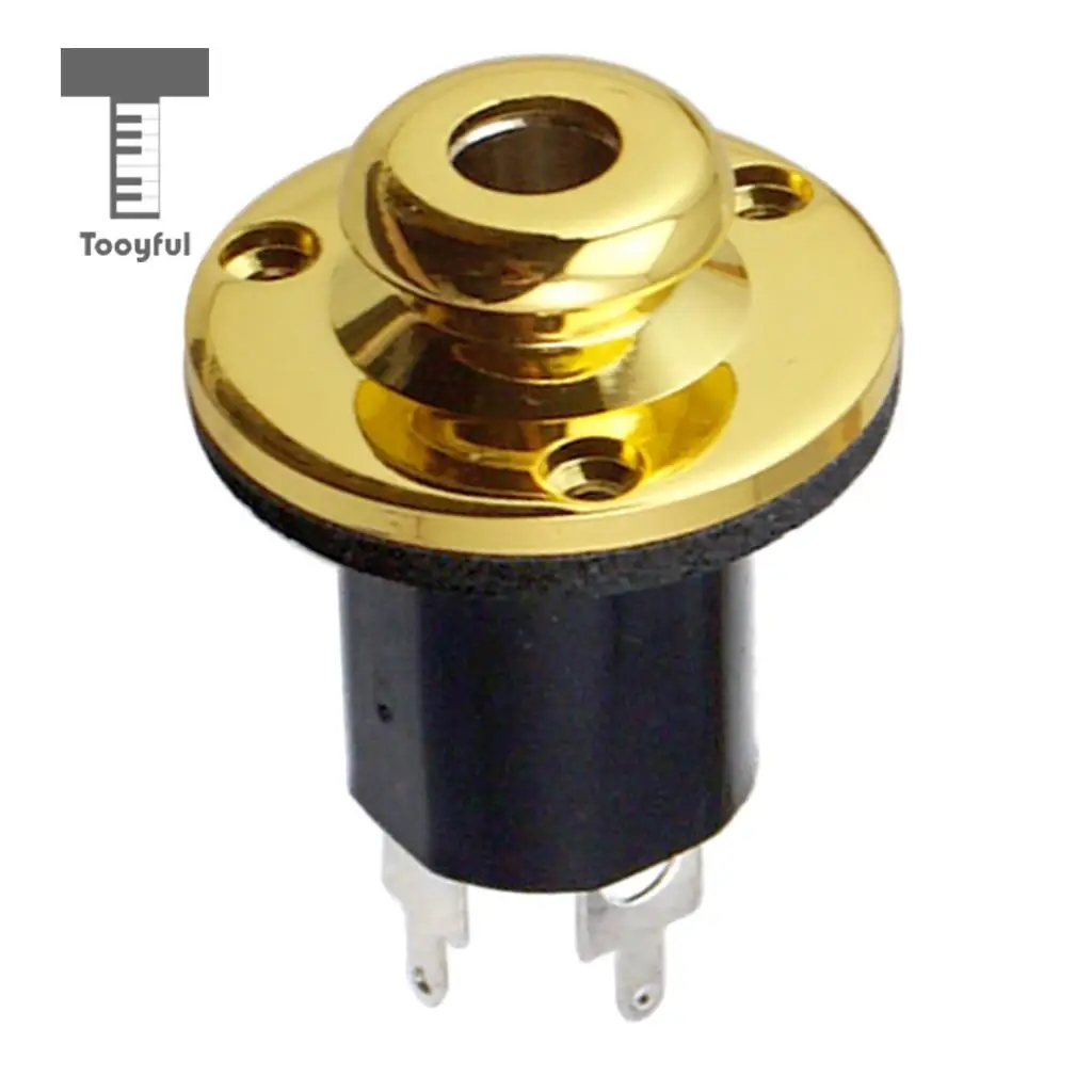 Tooyful 1/4' Guitar Bass Equalizer Jack EQ Preamp End Pin Output Input Socket Silver & Gold