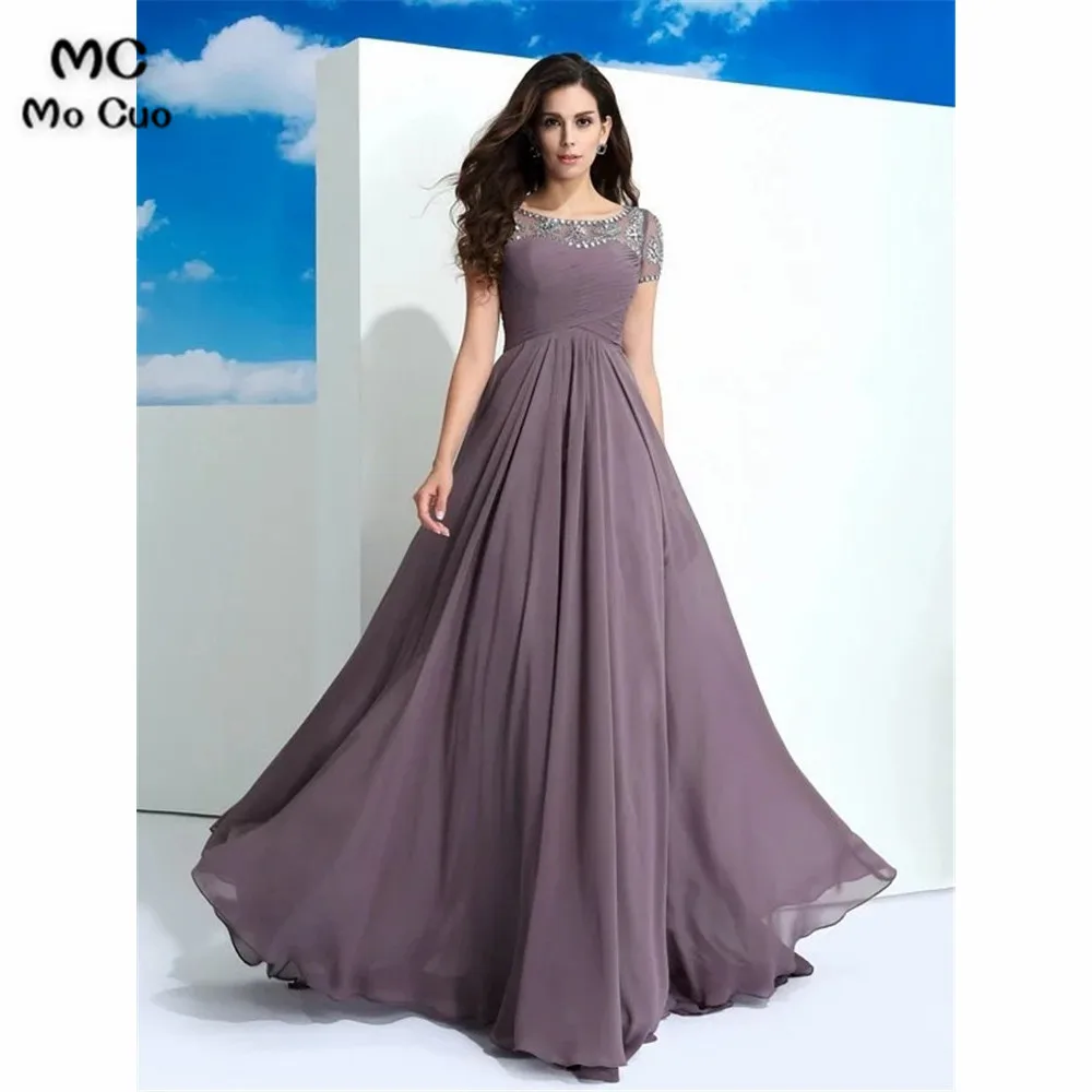 Princess Sheer Neck Evening Dresses Long Prom Gown with Beaded Pleat Chiffon Zipper Back Formal Evening Party Dress for Women Princess Sheer Neck Evening Dresses Long Prom Gown with Beaded Pleat Chiffon Zipper Back Formal Evening Party Dress for Women