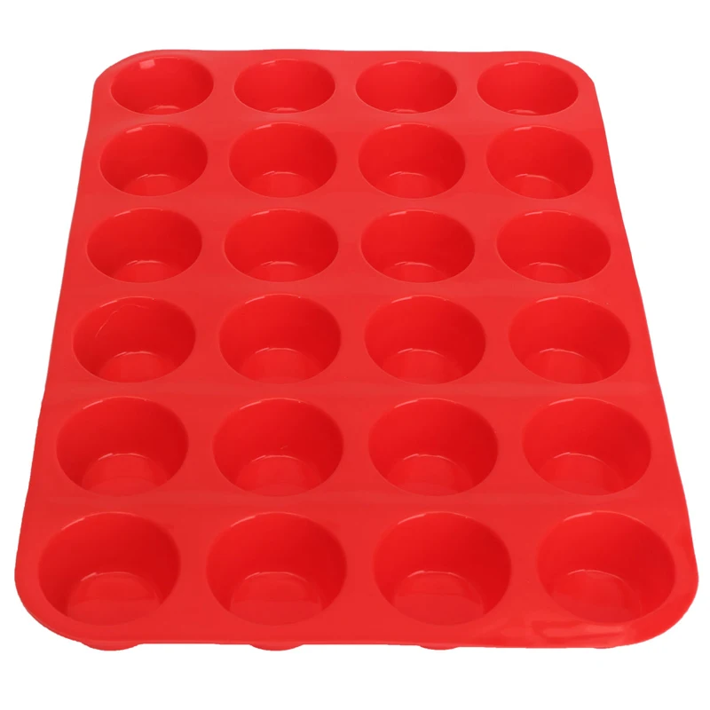 24 Cavity Silicone Cupcake Mould Durable Round Muffin Cup Mold Soap Cookie Egg Cupcake Pan Tray Mat Kitchen Dessert Baking Mould