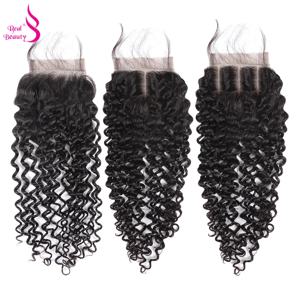 Mongolian Afro Kinky Curly Hair With Closure 100% Human Hair 3 Bundles With Lace Closure Real Beauty Remy Hair Bundles