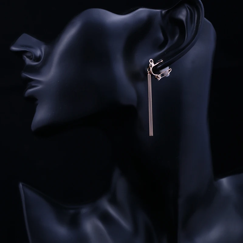 Metal Strip Clip On Earrings Women No Ear Hole Earring Trendy Simple Style Gold-color Geometric ear clip earrings clip earrings