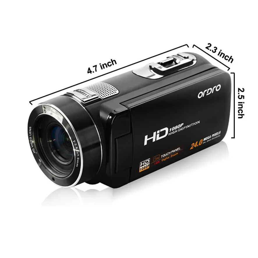 Ordro HDV-Z8 HD цифровая 24 мегапиксельная видеокамера 16x цифровой зум с цифровым вращением ЖК-сенсорный экран