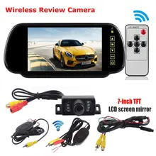 7 pollici LCD A Specchio Monitor + IR Telecamera di Retromarcia Senza Fili di Retromarcia Kit per Auto Camion