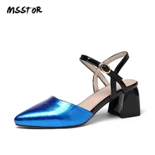 MSSTOR Mixed Colors Women Sandals 2019 Purple Sexy Buckle Strap Pointed Toe Party Womens Summer Shoes Thick Heel Silver Sandals MSSTOR Mixed Colors Women Sandals 2019 Purple Sexy Buckle Strap Pointed Toe Party Womens Summer Shoes Thick Heel Silver Sandals