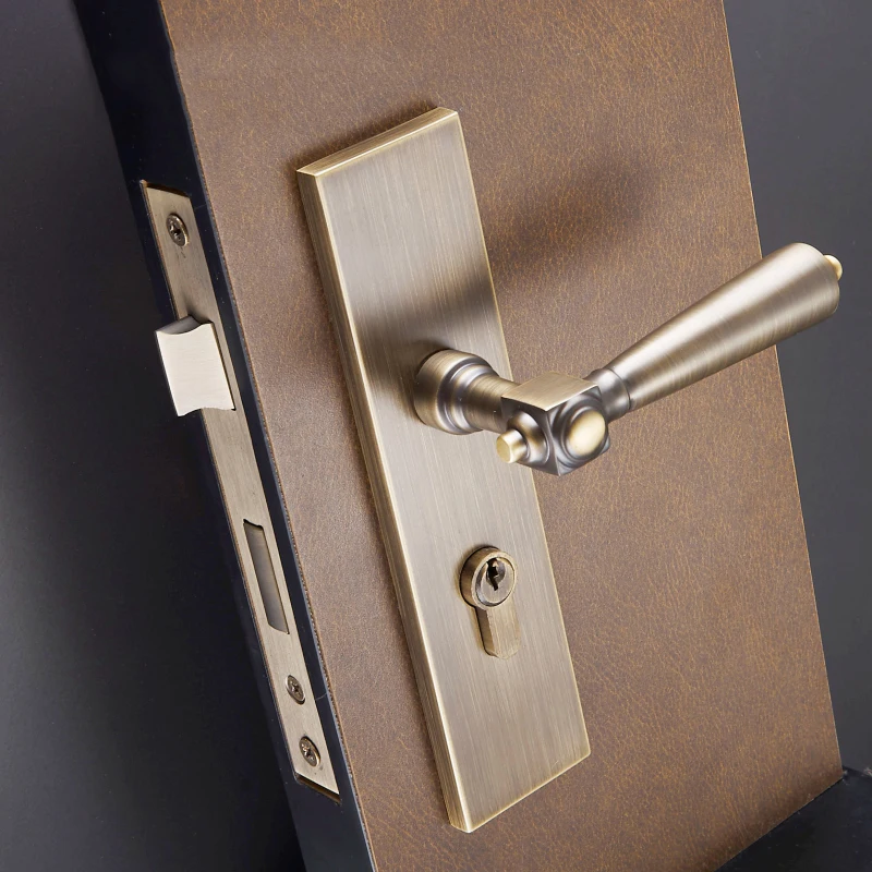  1Set Nordic Style Solid Brass Door Handle Lock for Interior Door Rural Door Lever Handle for Bedroo - 33040433235