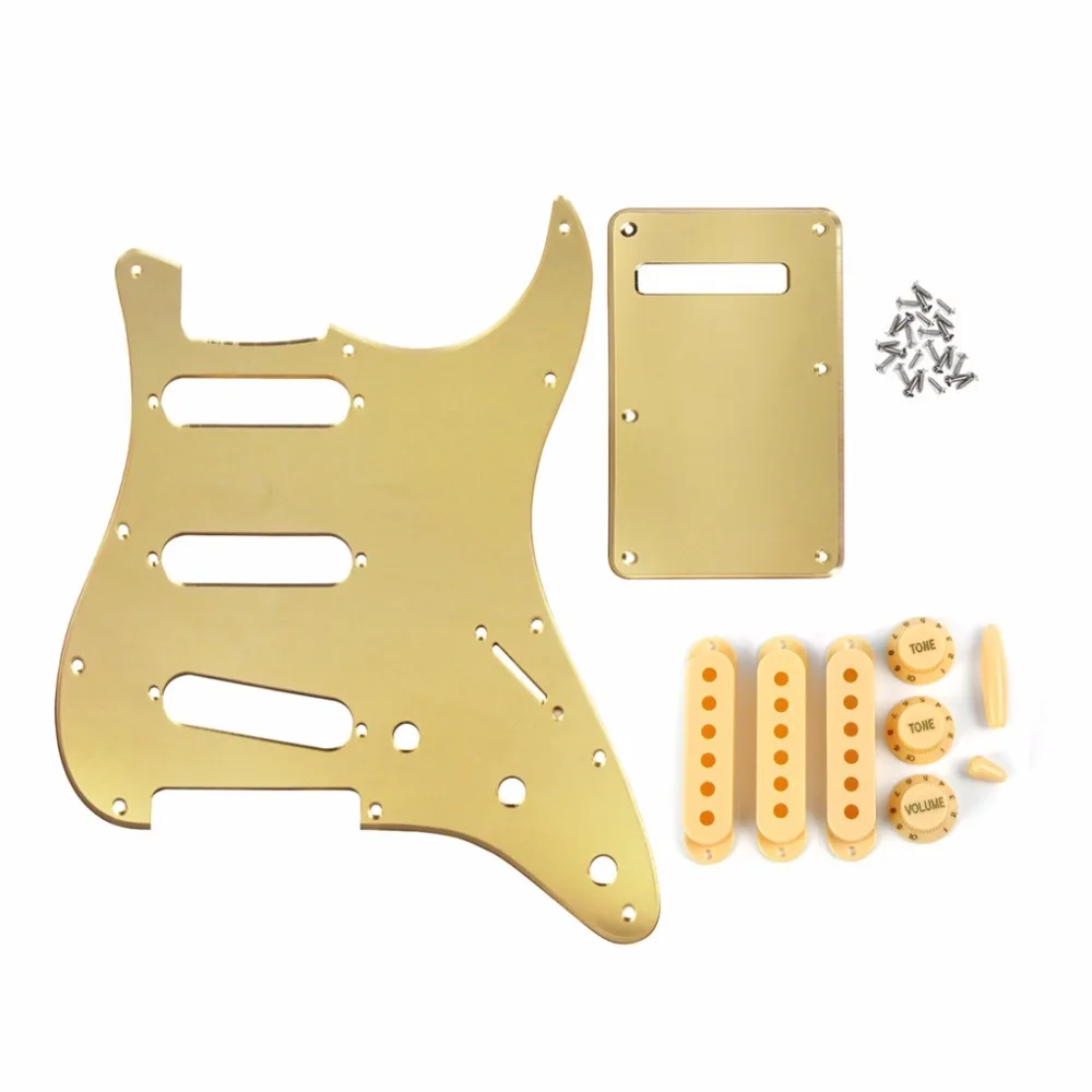 Gold Mirror Pickguard Set Fits Fender Stratocaster Strat