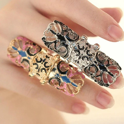 

1Pcs Women Full Finger rings Armor Joint Knuckle Hollow Out Ring Women Fashion Jewelry Gifts