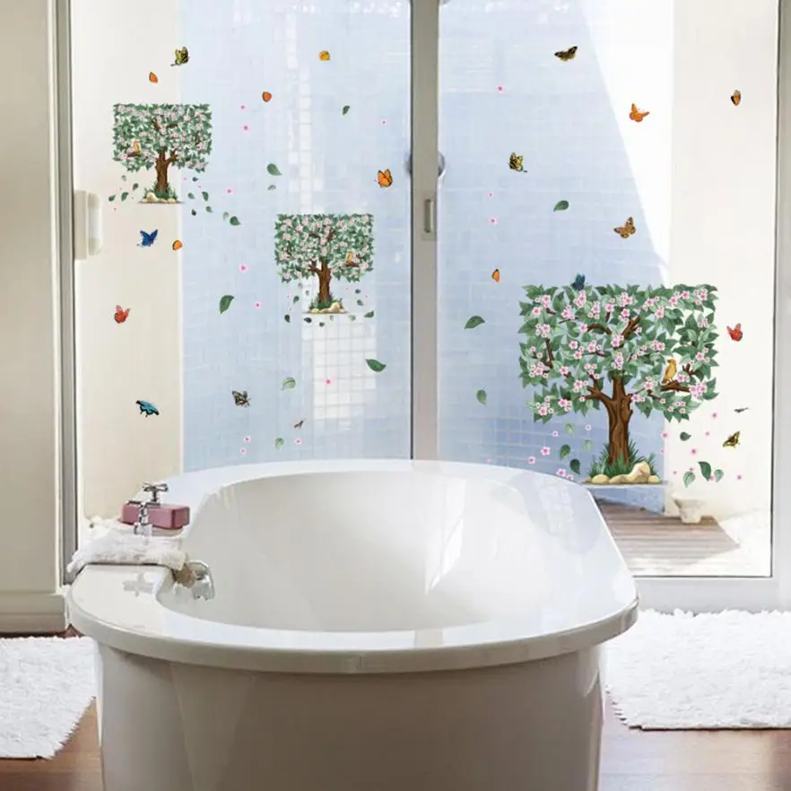 Home Decor прекрасный коробка дерево с бабочкой съемные винил домашнего декора стены Стикеры дома Deco mirror AU15