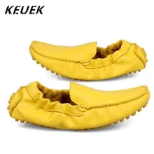 Transpirable Mocasines Masculinos de cuero Genuino zapatos de Conducción Mocasines Moda Casual Hombres Slip-On Pisos 022