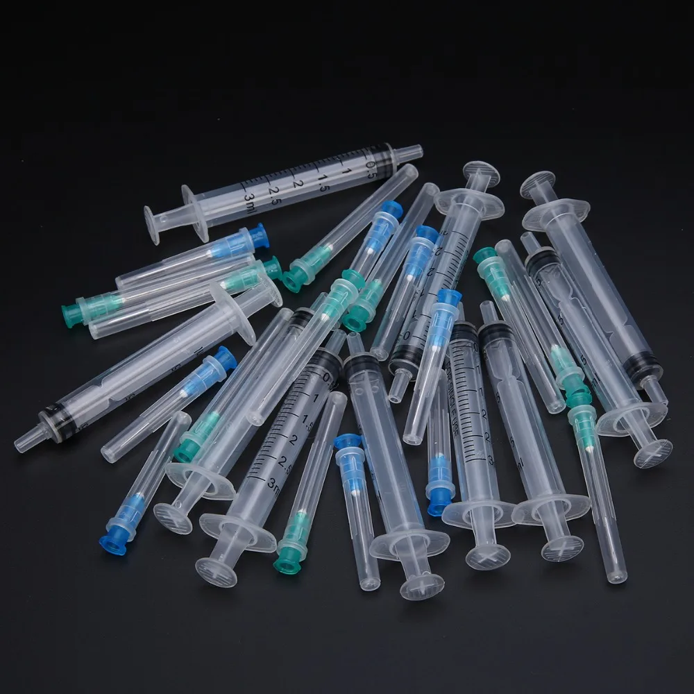 30pcs New 3 Types Syringes 3ml Syringe Green 21G Drawing Needles Blue
