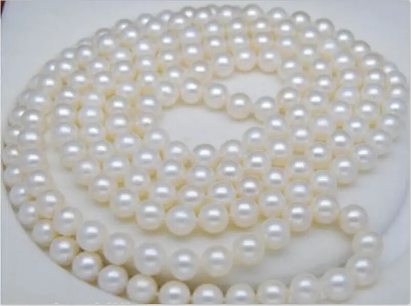 

9-10mm natural south seas white pearl necklace 38inch (9.13)