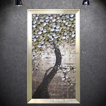 

Wholesale big hand painted flower Oil Paintings On Canvas knife tree Painting Wall painting Picture for Living Room Decoration