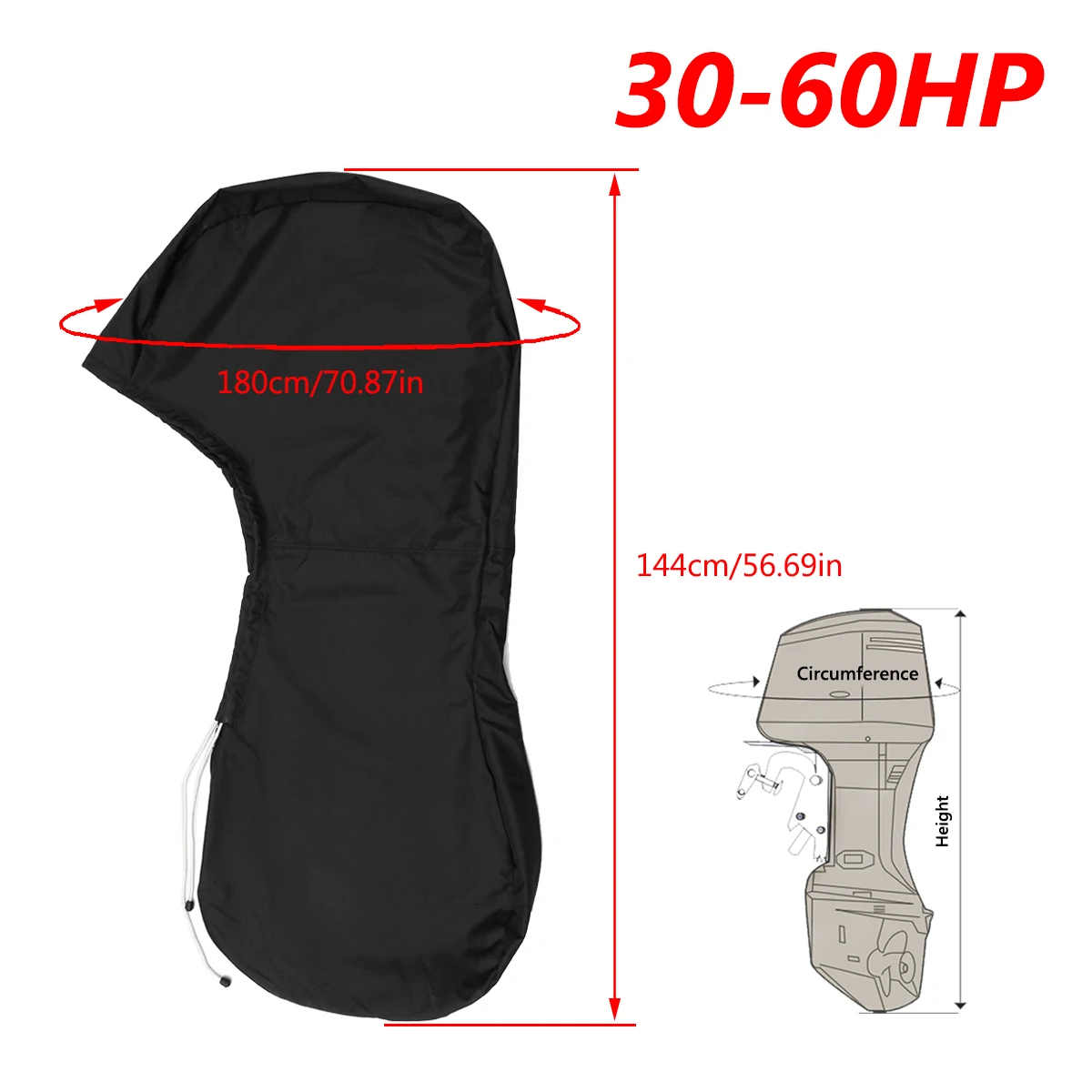 600D 6-225HP Boat Full Motor Cover Outboard Engine Protector for 6-225HP Boat Motors Black Waterproof 41