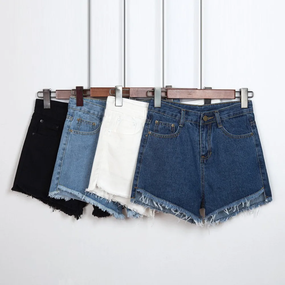 High Waist Jean Shorts Women Summer Loose Ragged Edge Denim Shorts With ...