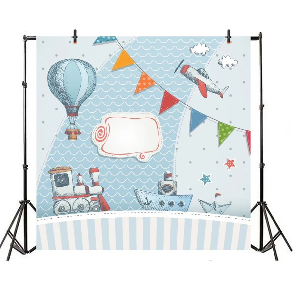 Laeacco Photographic Background Baby Painting Toys Plain Balloons Birthday Party Pattern Photo Backdrops Photocall Photo Studio