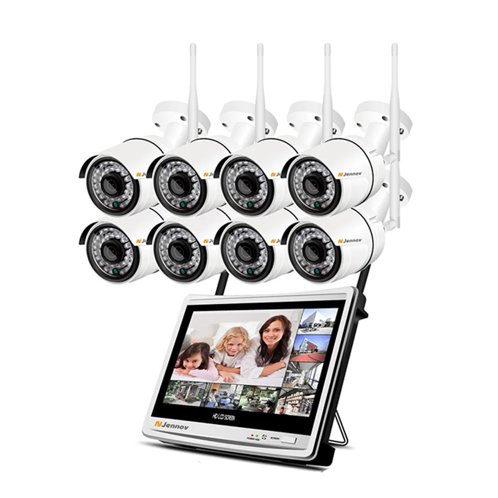 Jennov беспроводная камера безопасности 8CH 1080P NVR комплект 2.0MP ИК Открытый CCTV Микрофон IP камера P2P комплект видеонаблюдения - Цвет: 8 Pieces Camera