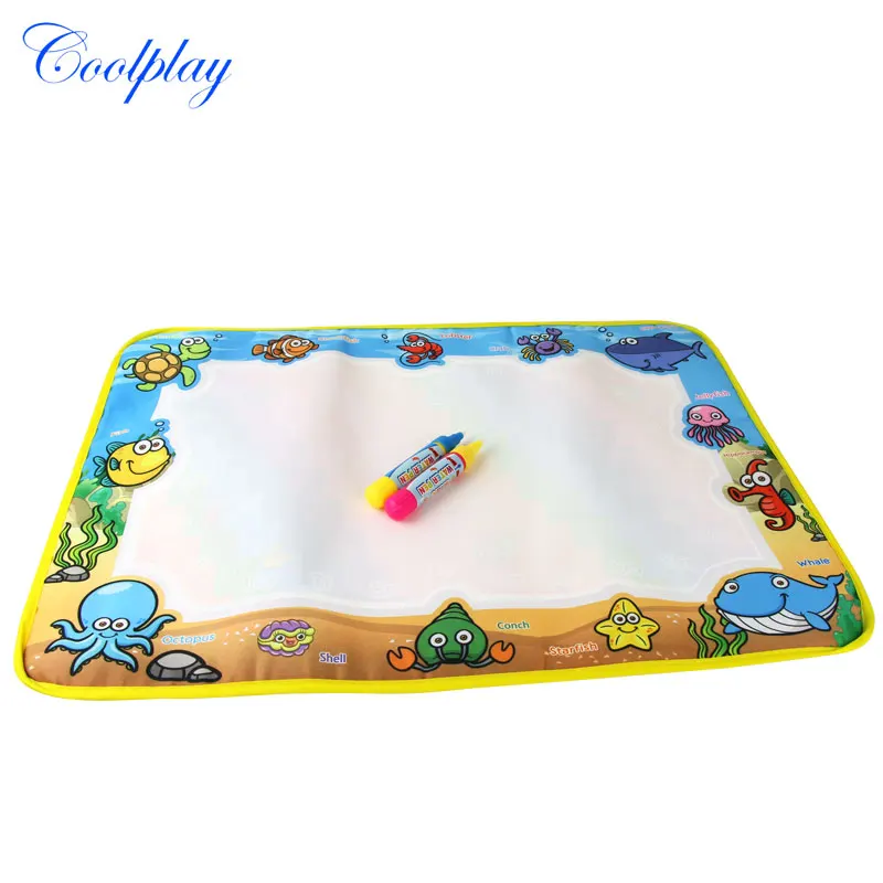 

50x36cm Marine Life Theme Water Drawing Mat with 2 Magic Water Pen Coloring Rug Drawing Board Educational Toys Xmas Gift